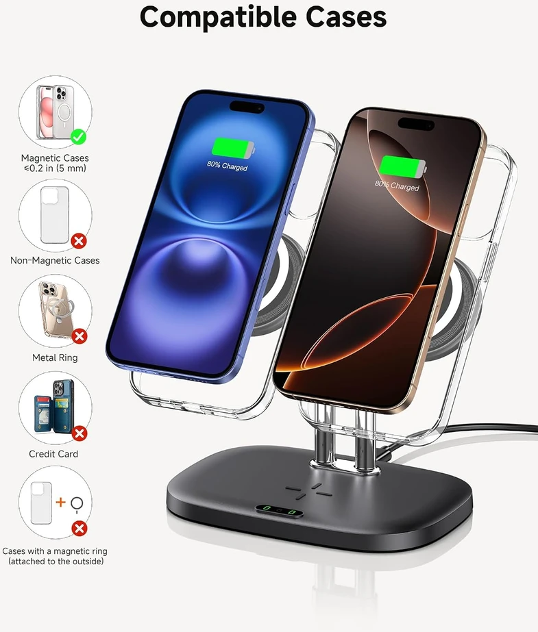 SwanScout belaidė magnetinė įkrovimo stotelė dviem iPhone ir AirPods, 10 W, 706M