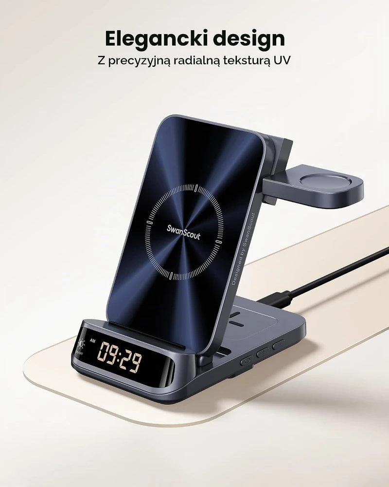 SwanScout belaidė sulankstoma įkrovimo stotelė Qi 18 W USB-C S10025