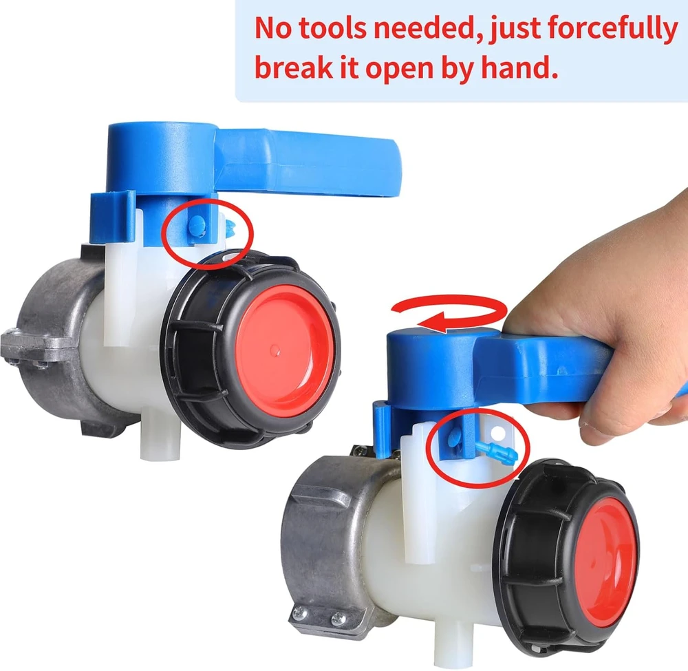 SWAWIS IBC konteinerio rutulinis vožtuvas DN50, aliuminis ir ABS, įvadas 75 mm, išvadas 50 mm