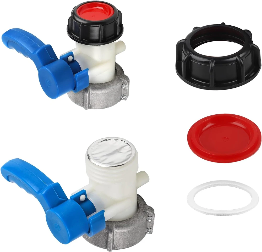 SWAWIS IBC konteinerio rutulinis vožtuvas DN50, aliuminis ir ABS, įvadas 75 mm, išvadas 50 mm