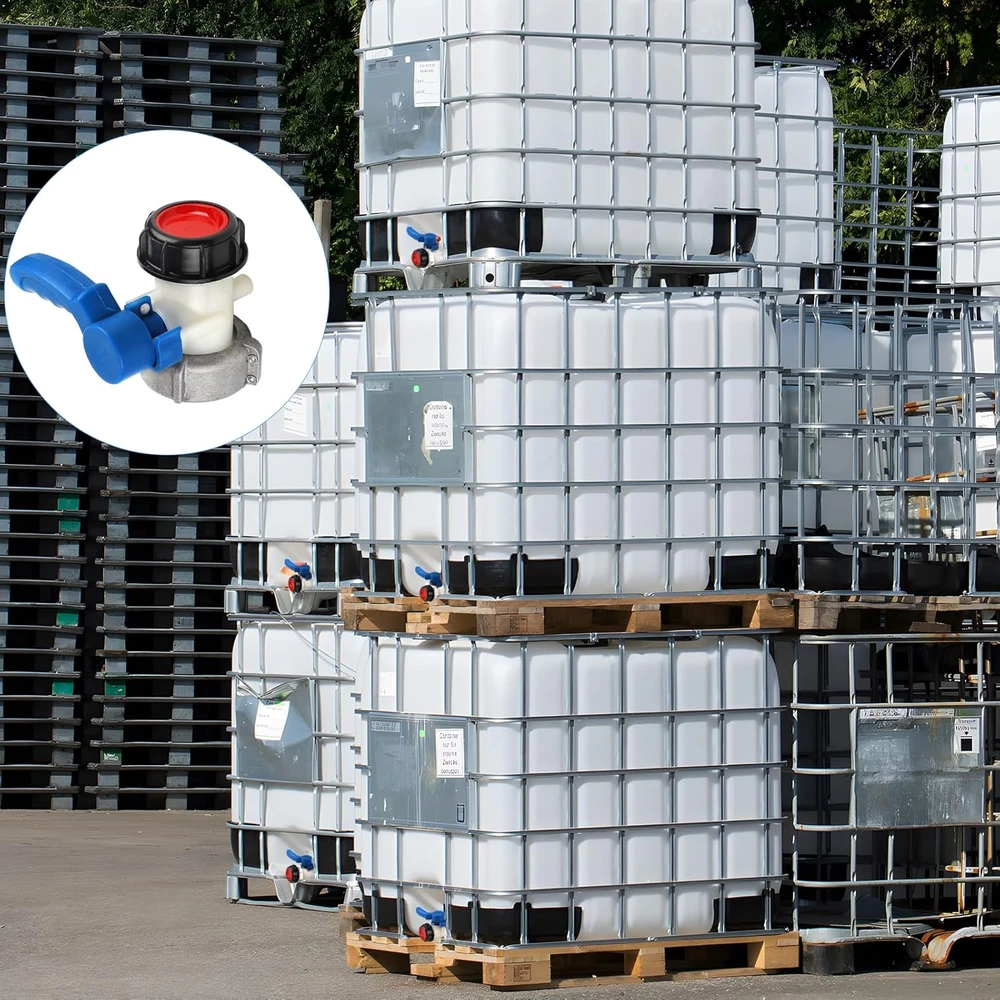 SWAWIS IBC konteinerio rutulinis vožtuvas DN50, aliuminis ir ABS, įvadas 75 mm, išvadas 50 mm