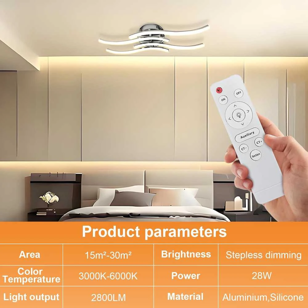 Sweier LED lubinis šviestuvas, 28 W, 2800 lm, 3 spalvų režimai, pritemdomas, BL-LED-4X-PX