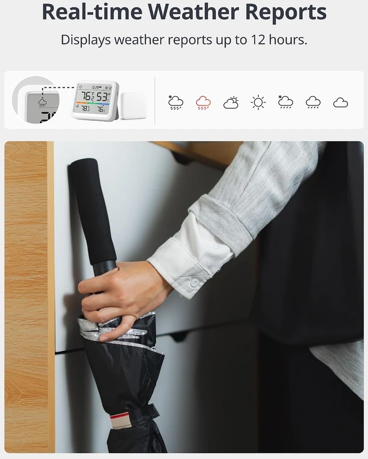 SwitchBot 5 funkcijų belaidė oro stotelė su IP65 lauko jutikliu ir Matter Hub Mini W4900000