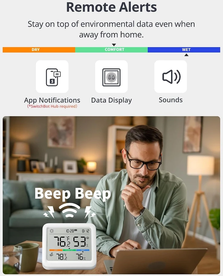 SwitchBot 5 funkcijų belaidė oro stotelė su IP65 lauko jutikliu ir Matter Hub Mini W4900000