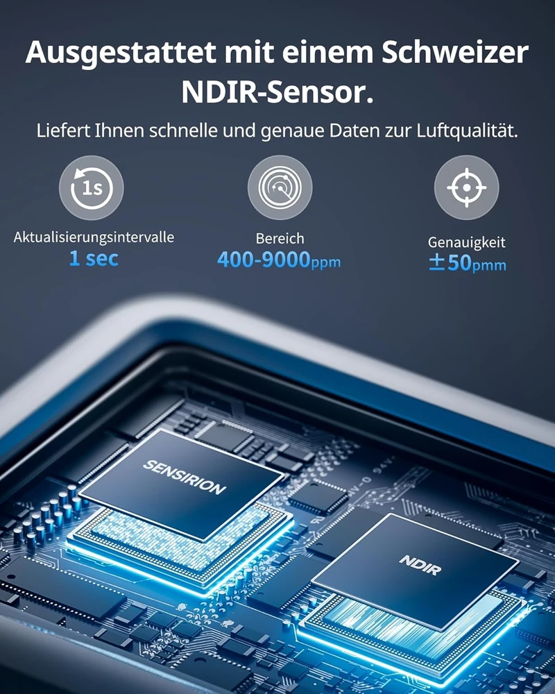 SwitchBot CO2 oro kokybės matuoklis su Bluetooth, termometru ir higrometru W4900011