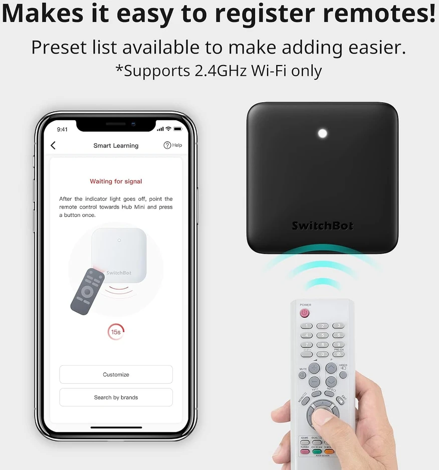 SwitchBot išmanusis infraraudonųjų spindulių valdiklis Hub Mini Wi-Fi W0202200