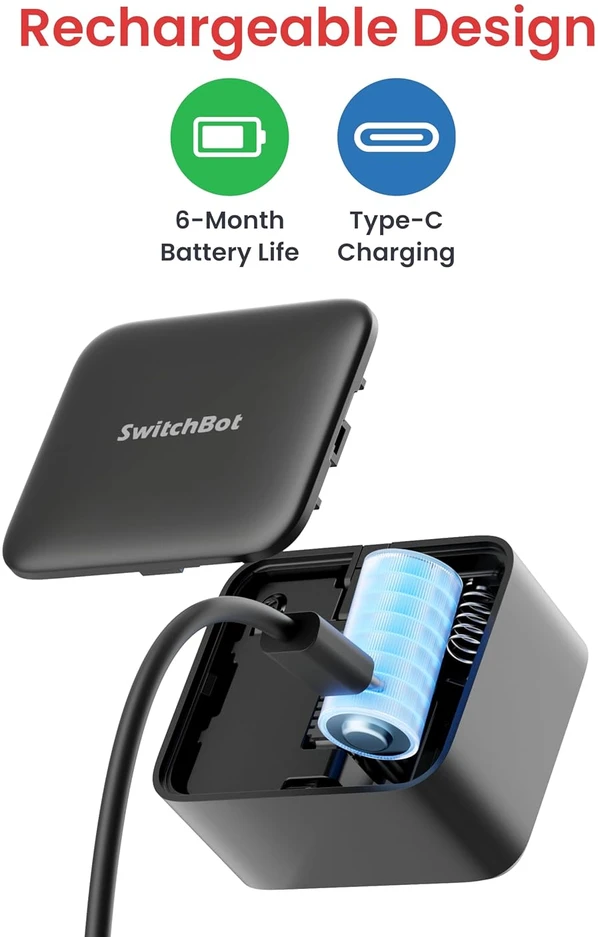 SwitchBot išmanusis jungiklio valdiklis Fingerbot Bluetooth su USB-C, SwitchBot-C1