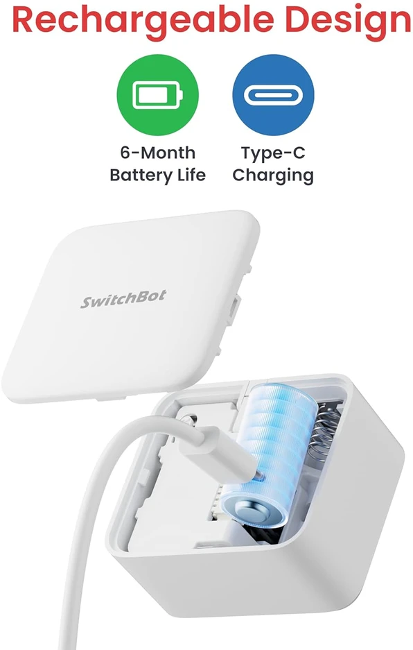 SwitchBot išmanusis jungiklio valdiklis Fingerbot, Bluetooth, USB-C, 1 kgf, SwitchBot-C1