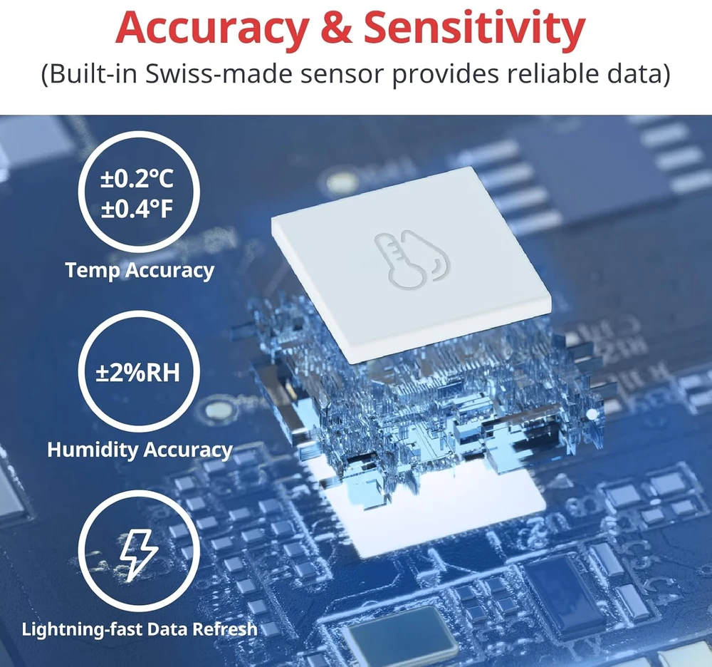 SwitchBot išmanusis vidaus termometras-higrometras su Bluetooth ir duomenų saugojimu MeterTH S1