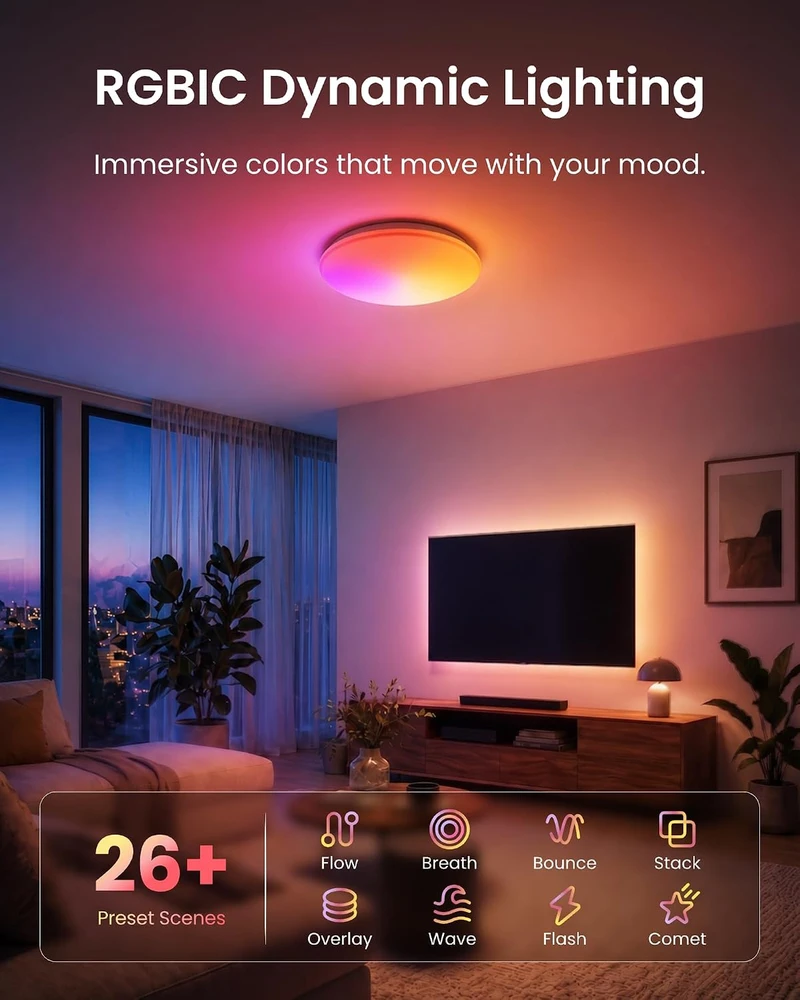 SwitchBot LED lubinis šviestuvas RGBICWW, 32 W, 3 200 lm, Matter, 37,6 cm, W10802310