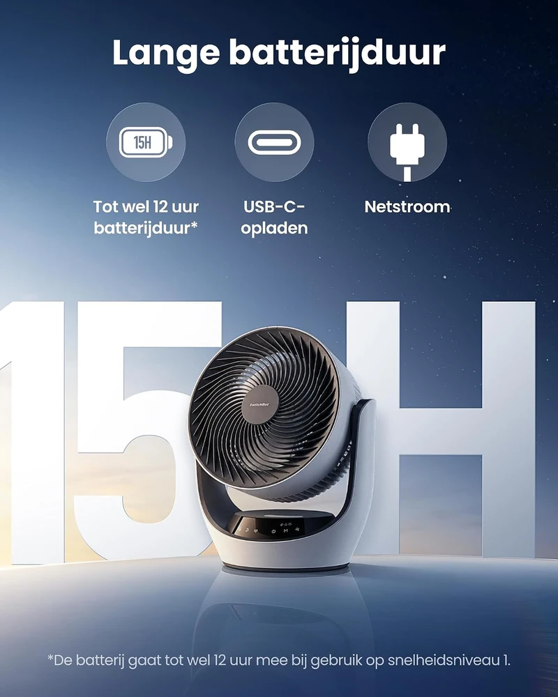 SwitchBot stalinis išmanusis ventiliatorius USB-C 24 W, 4 greičiai W3800510
