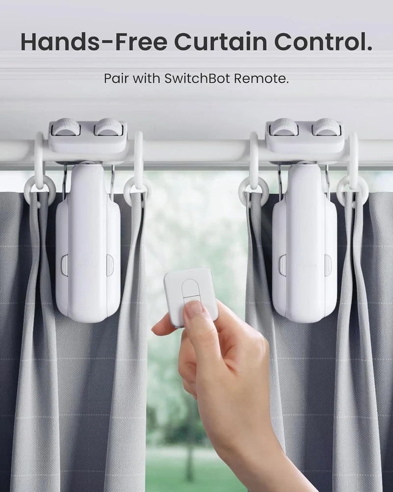 SwitchBot užuolaidų atidarytuvas Curtain 3 Rod 2025 su Bluetooth ir pulteliu W2400000