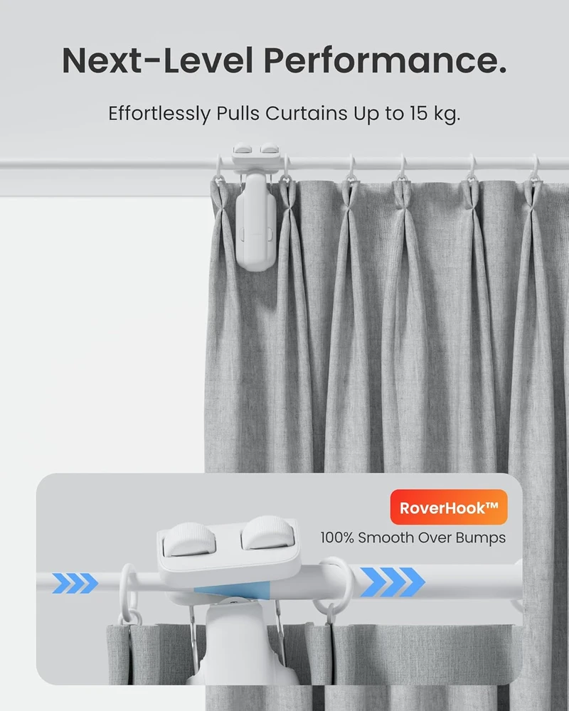 SwitchBot užuolaidų atidarytuvas Curtain 3 Rod 2025 su Bluetooth ir pulteliu W2400000