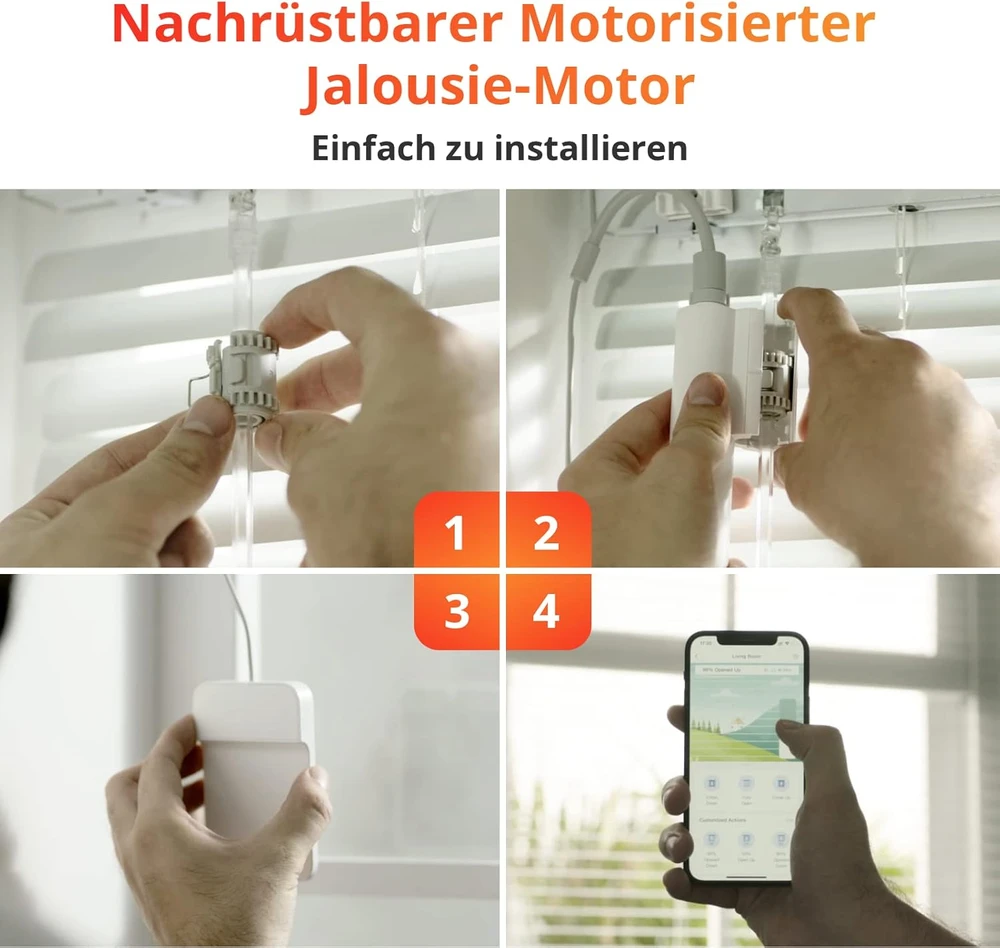 SwitchBot žaliuzių lamelių pakreipimo variklis su Bluetooth pulteliu ir saulės įkrovimu