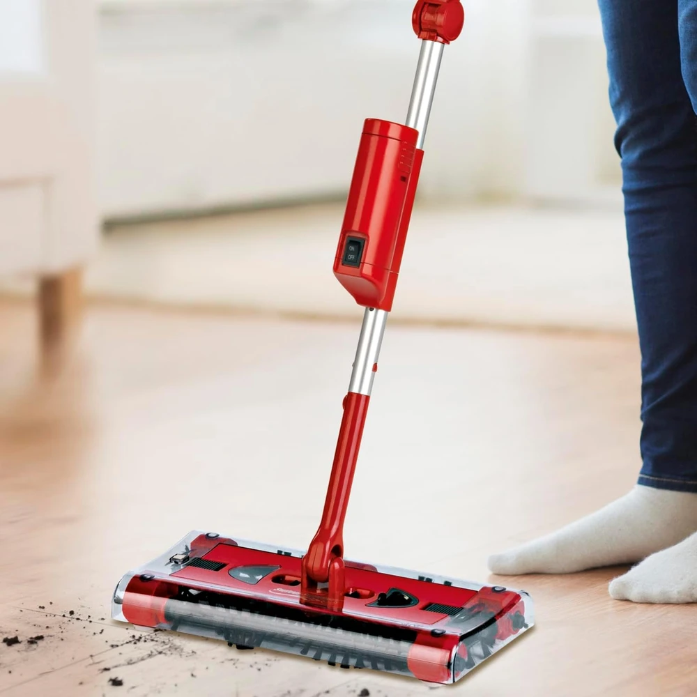 Swivel Sweeper akumuliatorinė grindų šluota be laidų, 360° sukamasis mechanizmas, lengva konstrukcija