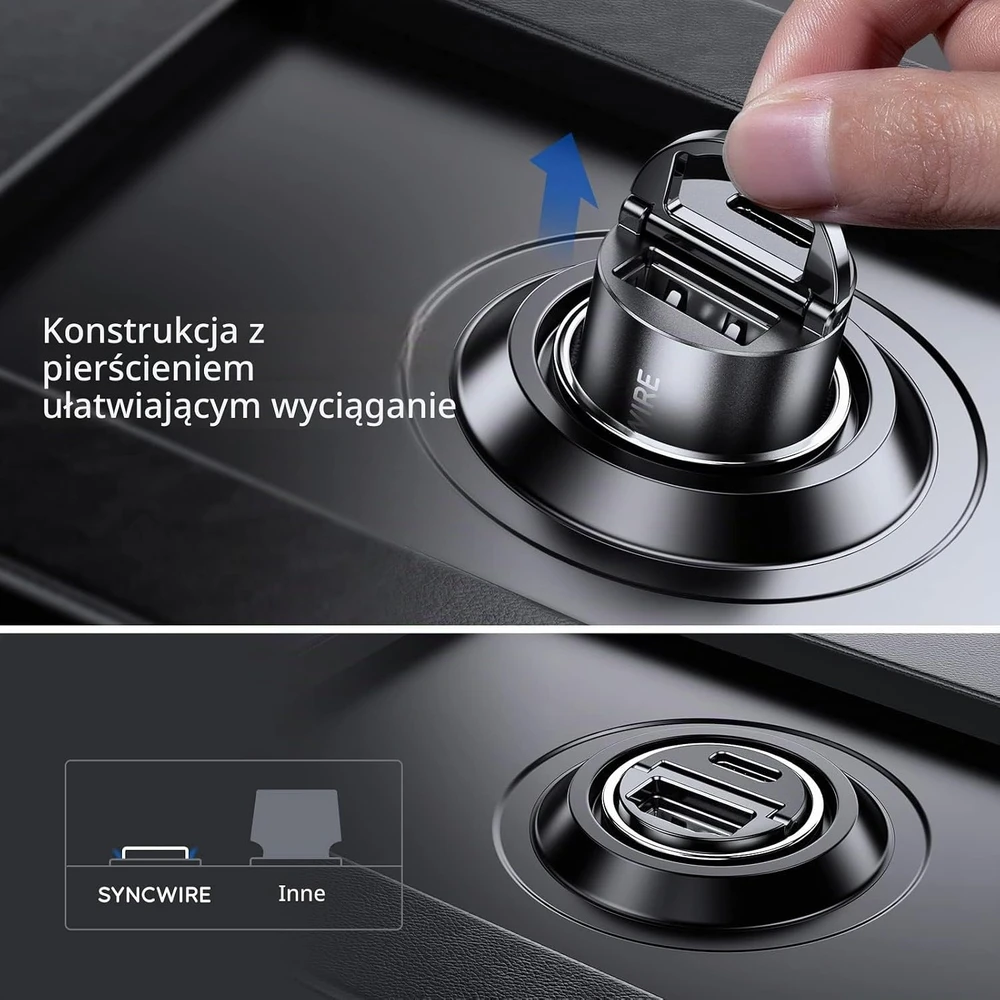 Syncwire automobilinis įkroviklis USB-C ir USB-A 60 W PD 3.0 QC 3.0 SW-XC672