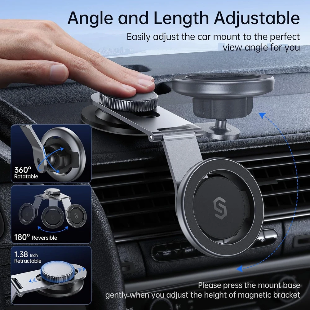 SYNCWIRE magnetinis automobilinis telefono laikiklis MagSafe, 360° pasukamas SW-MPH986