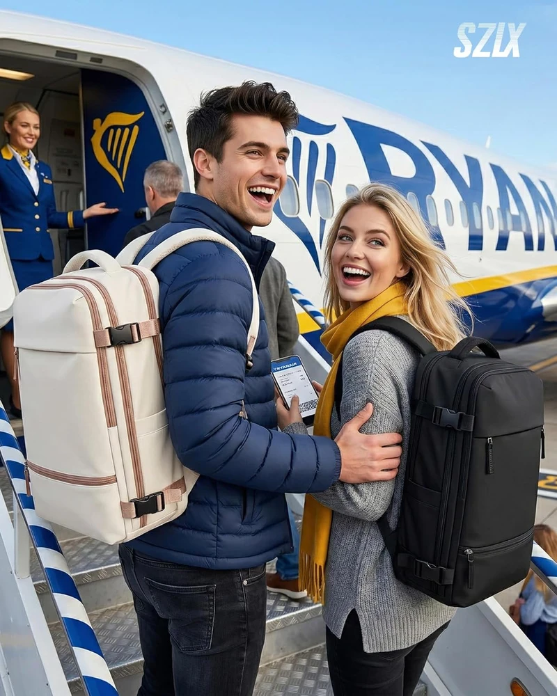 SZLX vakuuminis rankinis kelioninė kuprinė, 23,3 l, su oro ištraukiama pompa, vandeniui atspari, Ryanair dydžio