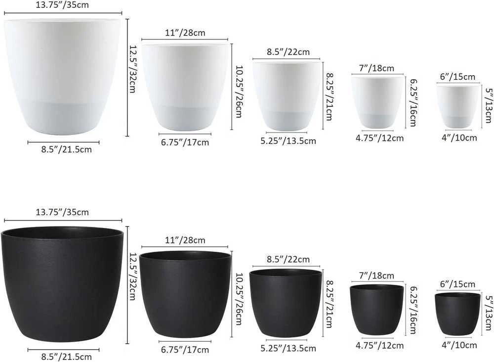 T4U dekoratyvinių plastikinių vazonų rinkinys, 15 cm, su savilaistymo sistema, 4 vnt.
