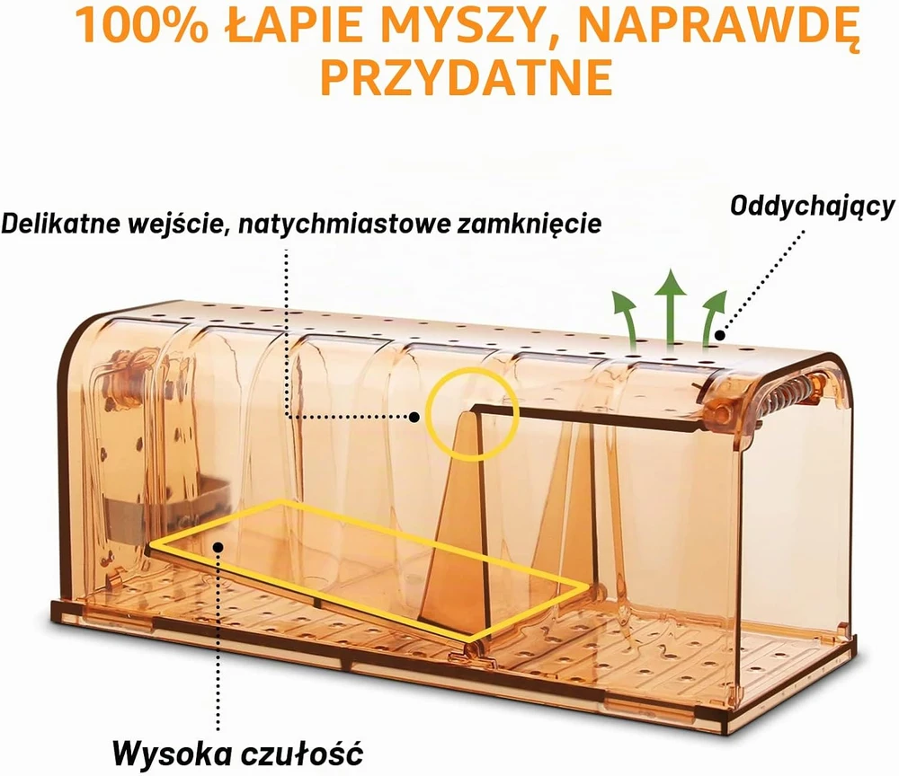 TAKRINK gyvų pelių gaudyklė, 2 vnt., ABS plastikas, oranžinė, EU1035