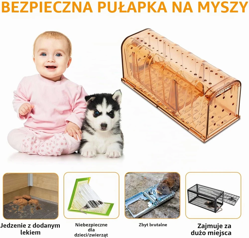 TAKRINK gyvų pelių gaudyklė, 2 vnt., ABS plastikas, oranžinė, EU1035