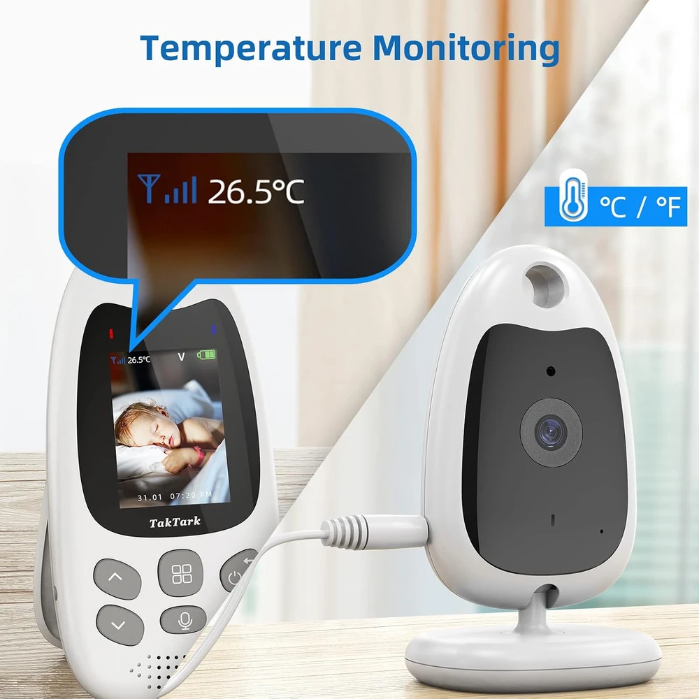 TakTark vaizdo auklė su 2,0 col. LCD ekranu, 2,4 GHz ir naktiniu matymu BM610-EU
