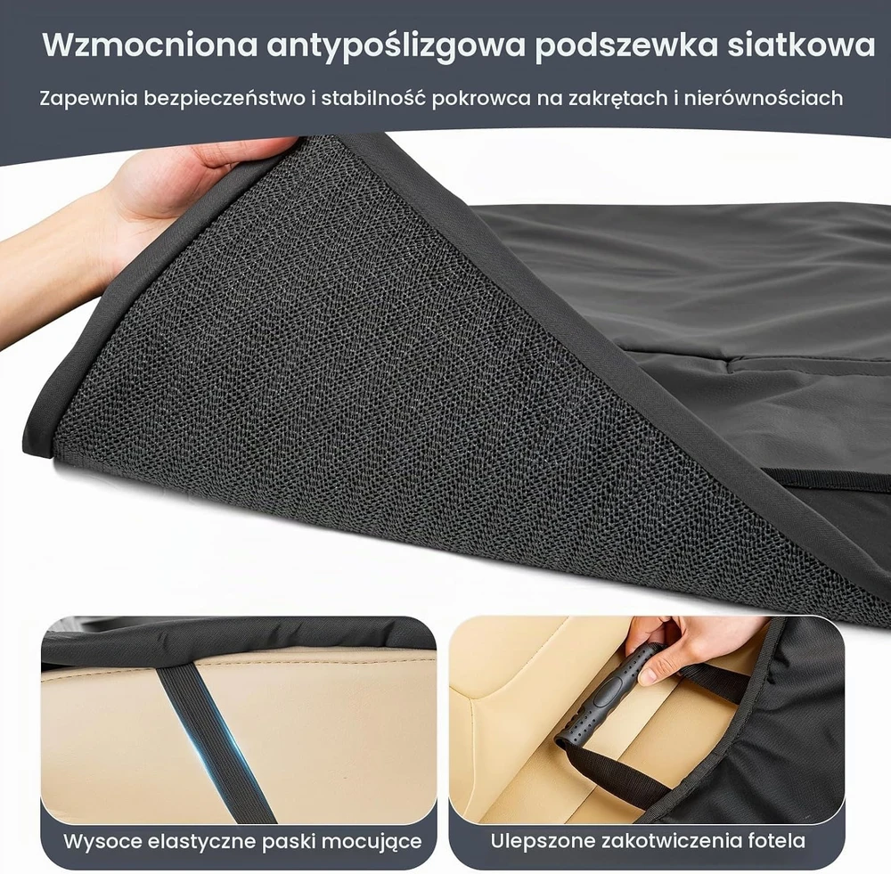 Tapizado galinės automobilio sėdynės užvalkalas šunims iš PU odos, 137 × 125 cm, PU-K
