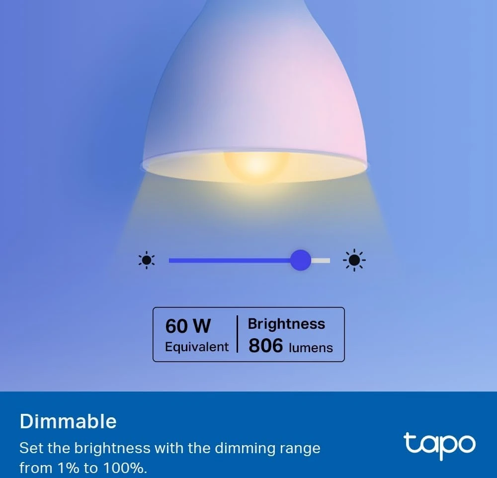 TP-Link Tapo išmaniosios LED lemputės E27 Wi-Fi, 4 vnt., 806 lm, reguliuojamų spalvų, L530E