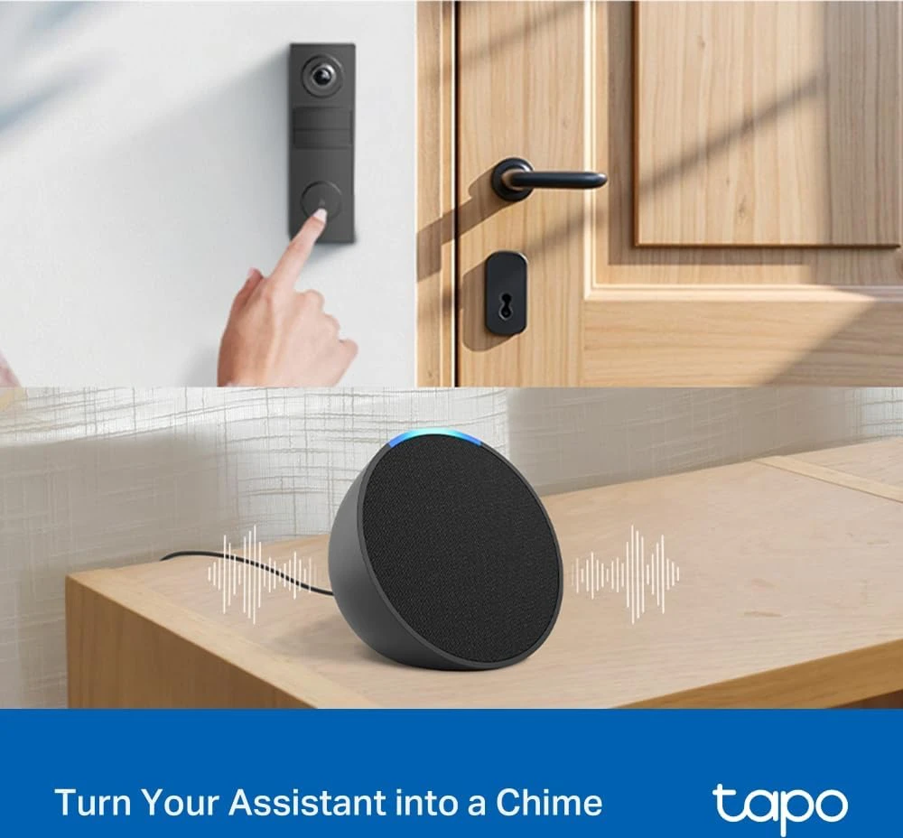 Tapo vaizdo domofonas 2K 3 MP su AI veido aptikimu, Wi-Fi, IP54, USB-C ir 5200 mAh baterija, Tapo D205