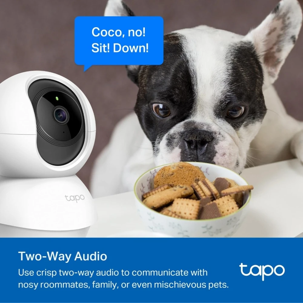 Tapo vidaus stebėjimo kamera su pasukimo ir pakėlimo funkcija, Wi-Fi, 1080p, naktiniu matymu, judesio aptikimu, Tapo C200P2 (2 vnt. rinkinys)