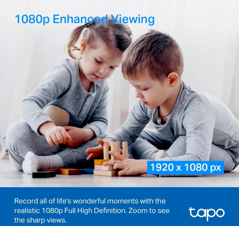 Tapo vidaus stebėjimo kamera su pasukimo ir pakėlimo funkcija, Wi-Fi, 1080p, naktiniu matymu, judesio aptikimu, Tapo C200P2 (2 vnt. rinkinys)