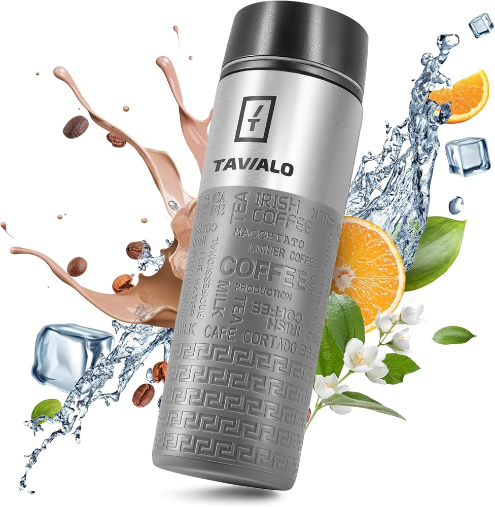 TAVIALO termopuodelis 380 ml iš nerūdijančiojo plieno, dvigubų sienelių, sandarus