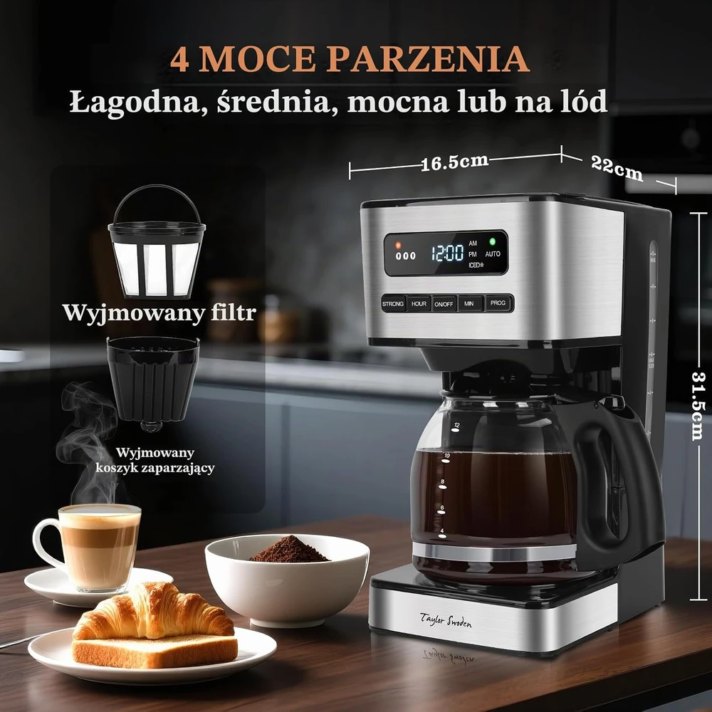 Taylor Swoden lašelinis kavos aparatas 12 puodelių, 1,8 l, 900 W, 8719138900589