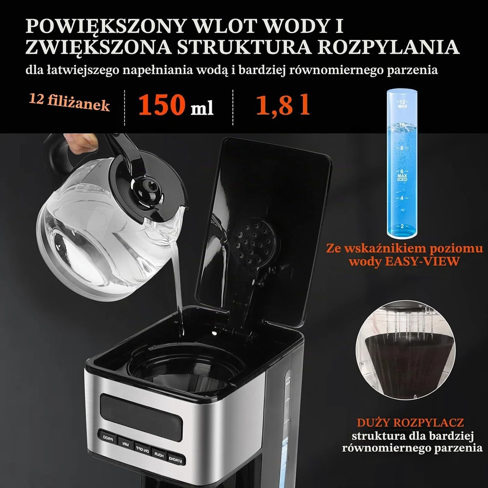Taylor Swoden lašelinis kavos aparatas 12 puodelių, 1,8 l, 900 W, 8719138900589