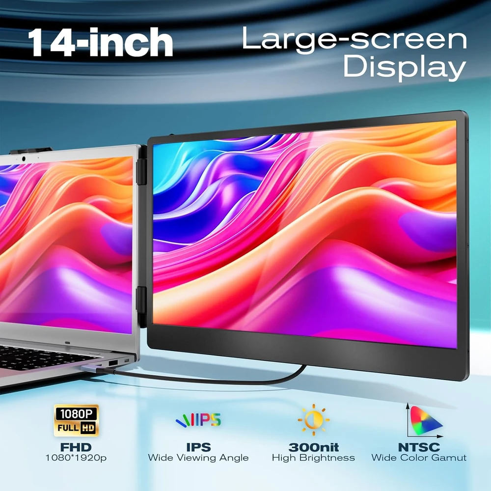Teamgee nešiojamasis papildomas monitorius 14 col. FHD IPS USB-C HDMI S1