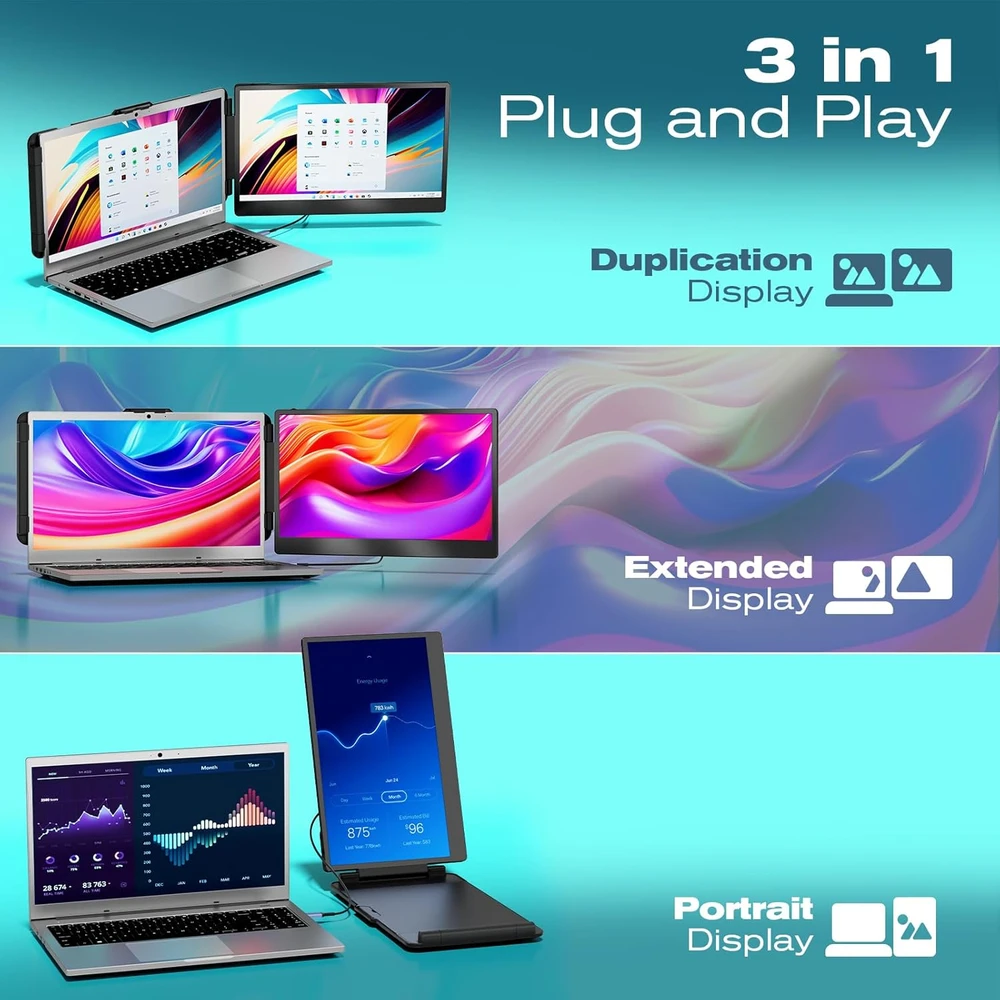 Teamgee nešiojamasis papildomas monitorius 14 col. FHD IPS USB-C HDMI S1