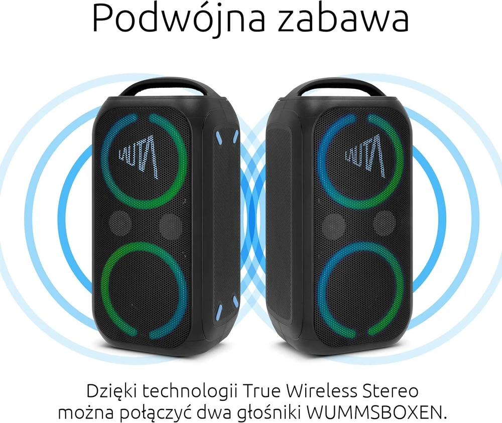 TechniSat nešiojamas Bluetooth garsiakalbis 80 W RMS, TWS, Bass Boost, LED, IPX4, WUMMSBOX