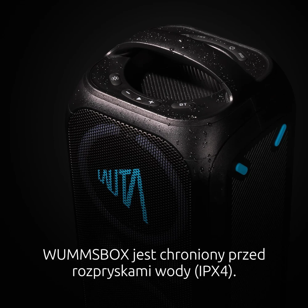 TechniSat nešiojamas Bluetooth garsiakalbis 80 W RMS, TWS, Bass Boost, LED, IPX4, WUMMSBOX