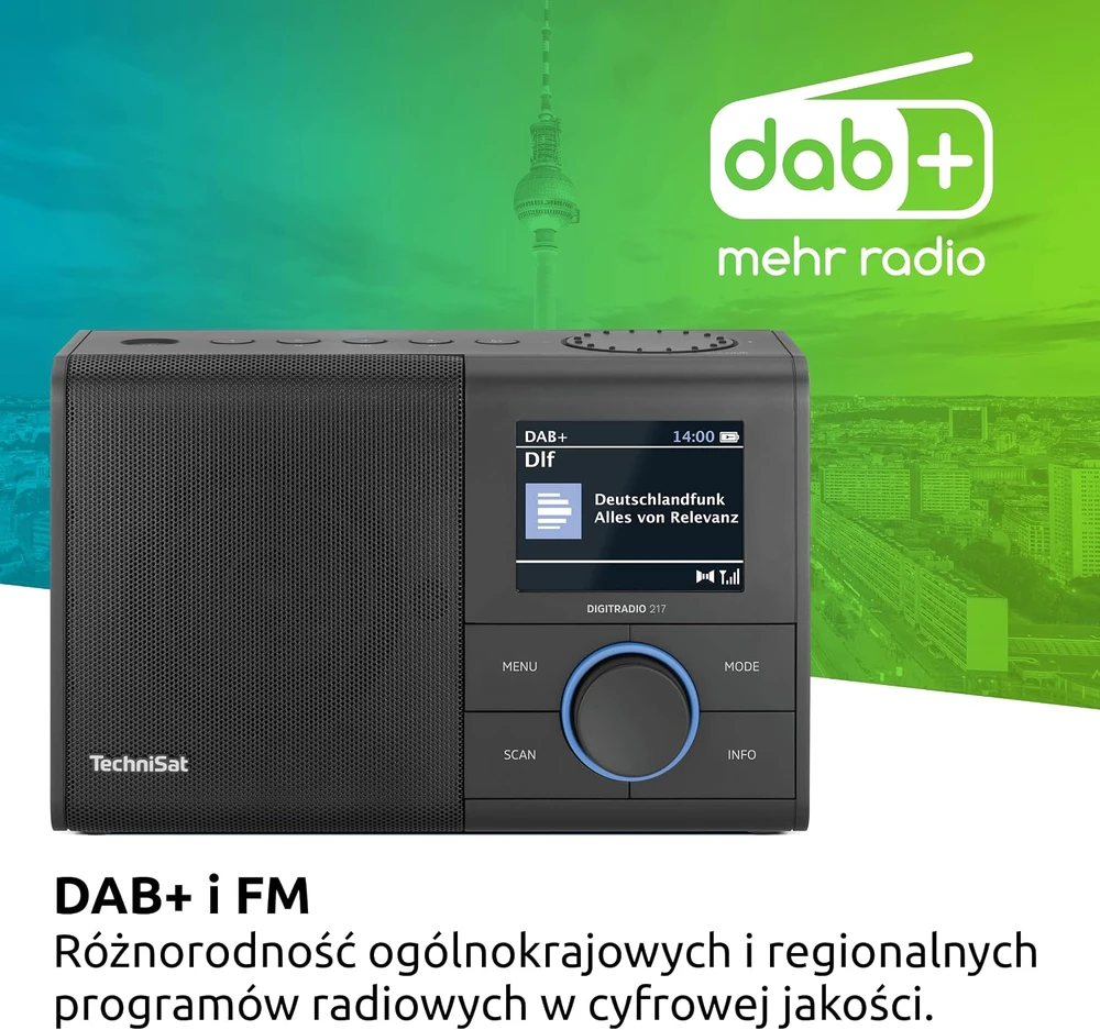 TechniSat nešiojamasis skaitmeninis DAB+ ir FM radijas su Bluetooth ir 3,2 col. ekranu, 0000/3998