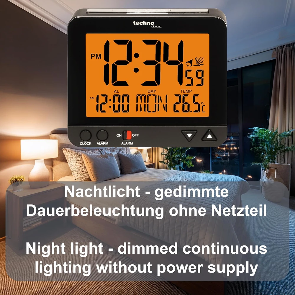 Technoline Techno line radijo bangomis valdomas žadintuvas, 3,2 cm, WT 195