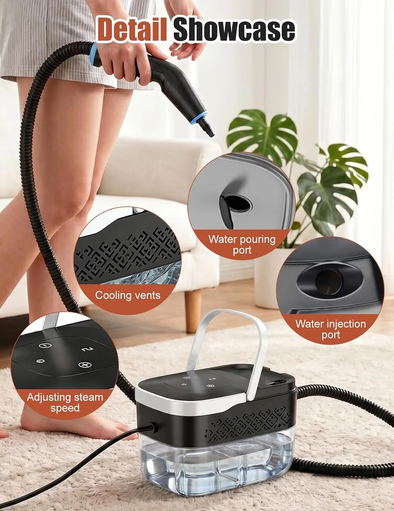 TechVizrs rankinis garinis valytuvas 2500 W, 1250 ml, 4 bar, 6 lygiai, JY01101