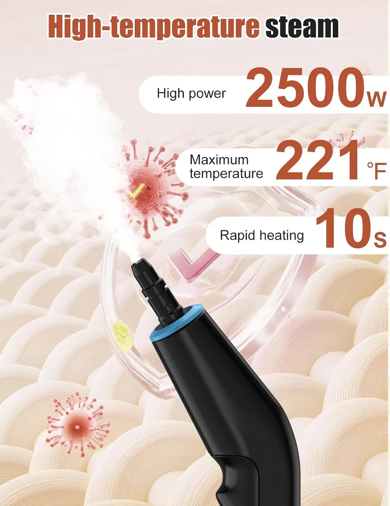 TechVizrs rankinis garinis valytuvas 2500 W, 1250 ml, 4 bar, 6 lygiai, JY01101