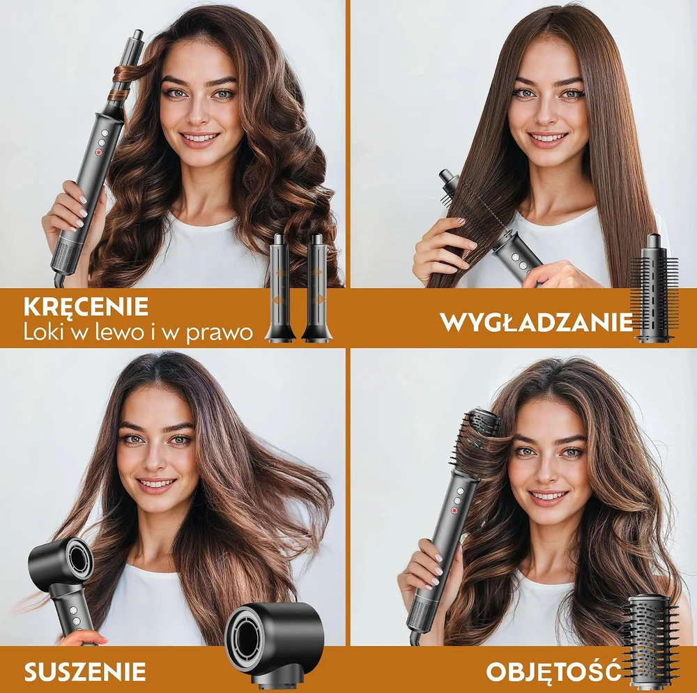 Ted Hilley 5 in 1 plaukų formavimo įrenginys su džiovintuvu, 1200 W, 110 000 aps./min., ZCY892-A