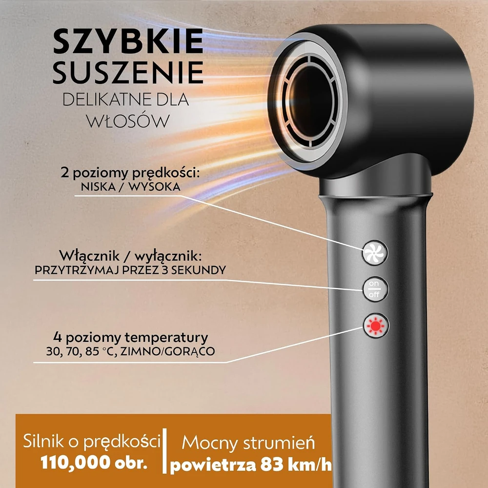 Ted Hilley 5 in 1 plaukų formavimo įrenginys su džiovintuvu, 1200 W, 110 000 aps./min., ZCY892-A