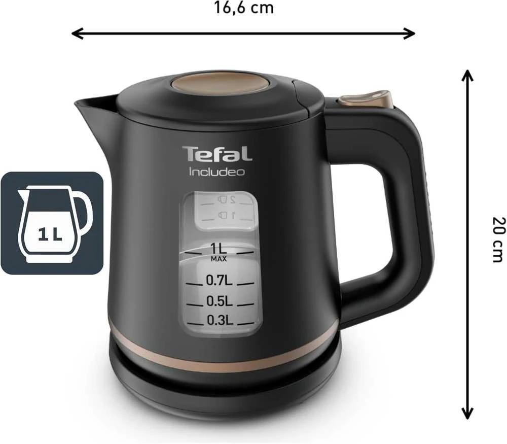 Tefal elektrinis virdulys 1 l, 2400 W, automatinis išsijungimas, juodas, KI5338