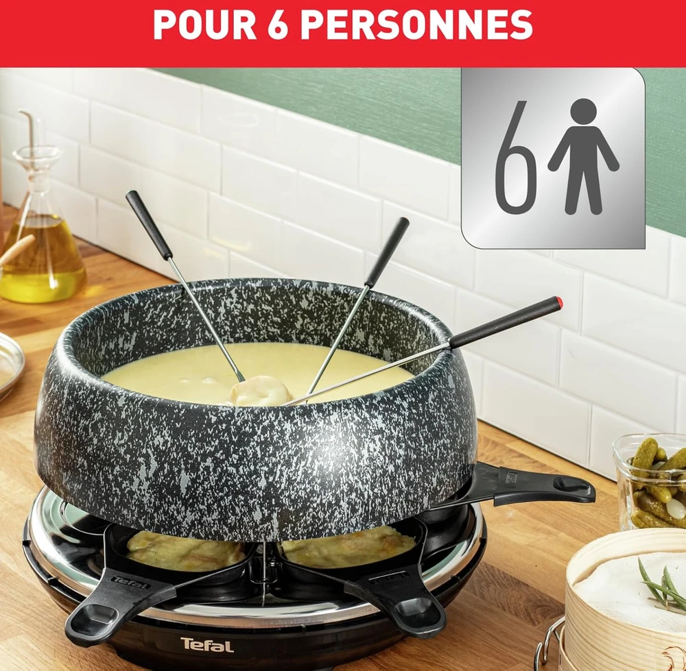 Tefal raclette ir fondiu grilis Cheese'n Co 6 asmenims, 850 W, RE12C812