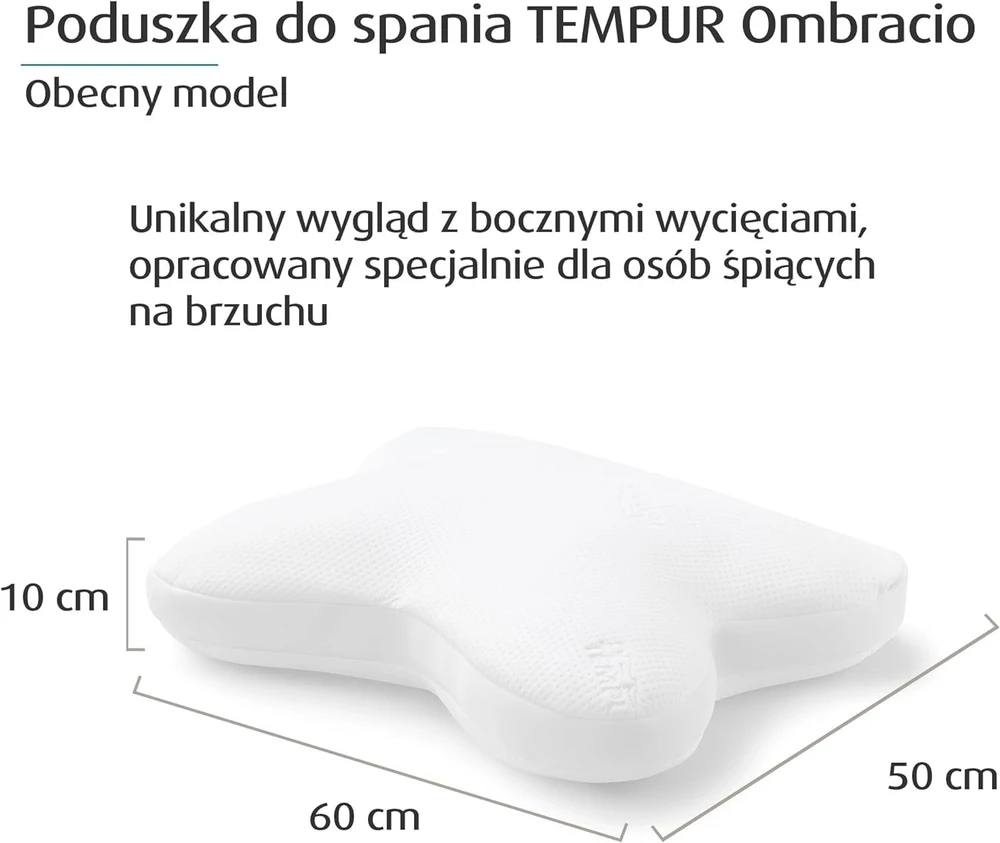 TEMPUR ergonominė pagalvė miegantiems ant pilvo Ombracio 60 x 50 cm