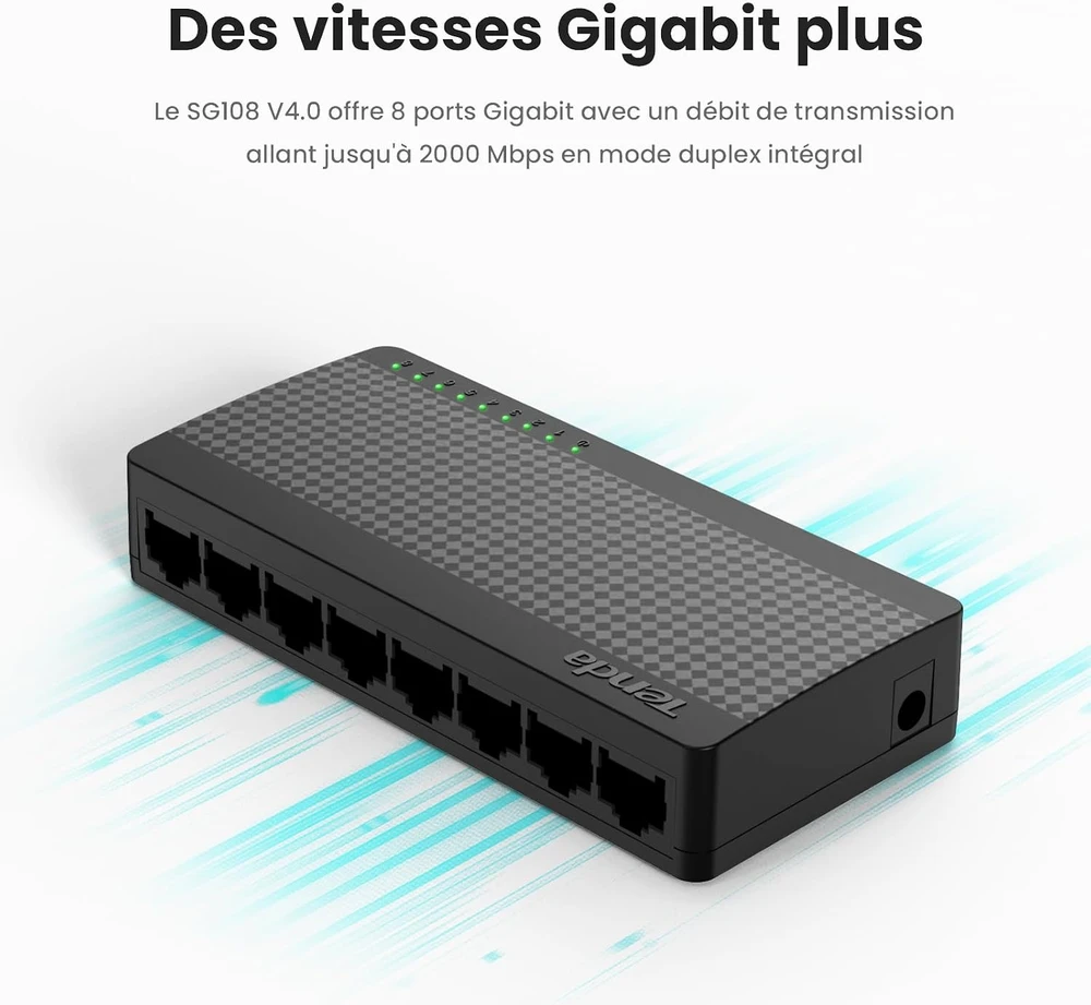 Šakotuvas Tenda 8 prievadų Gigabit Ethernet nevaldomas tinklo komutatorius SG108 V4.0