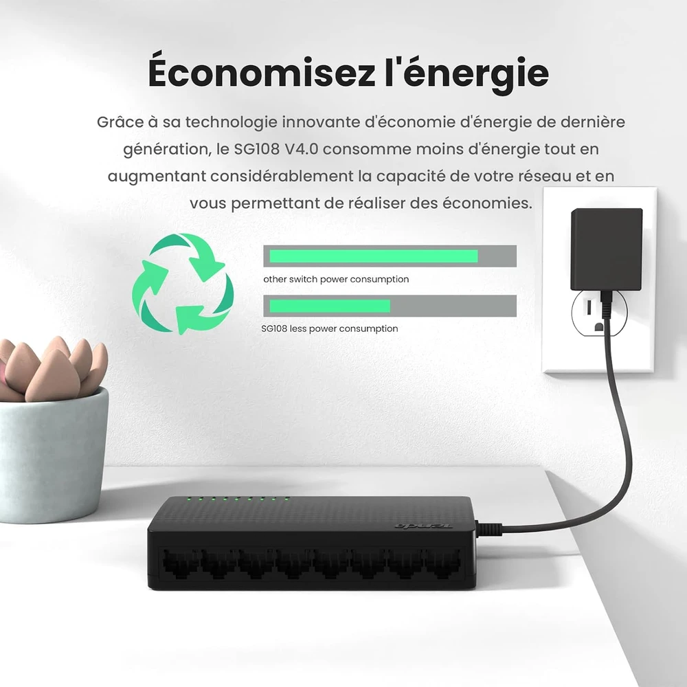 Šakotuvas Tenda 8 prievadų Gigabit Ethernet nevaldomas tinklo komutatorius SG108 V4.0