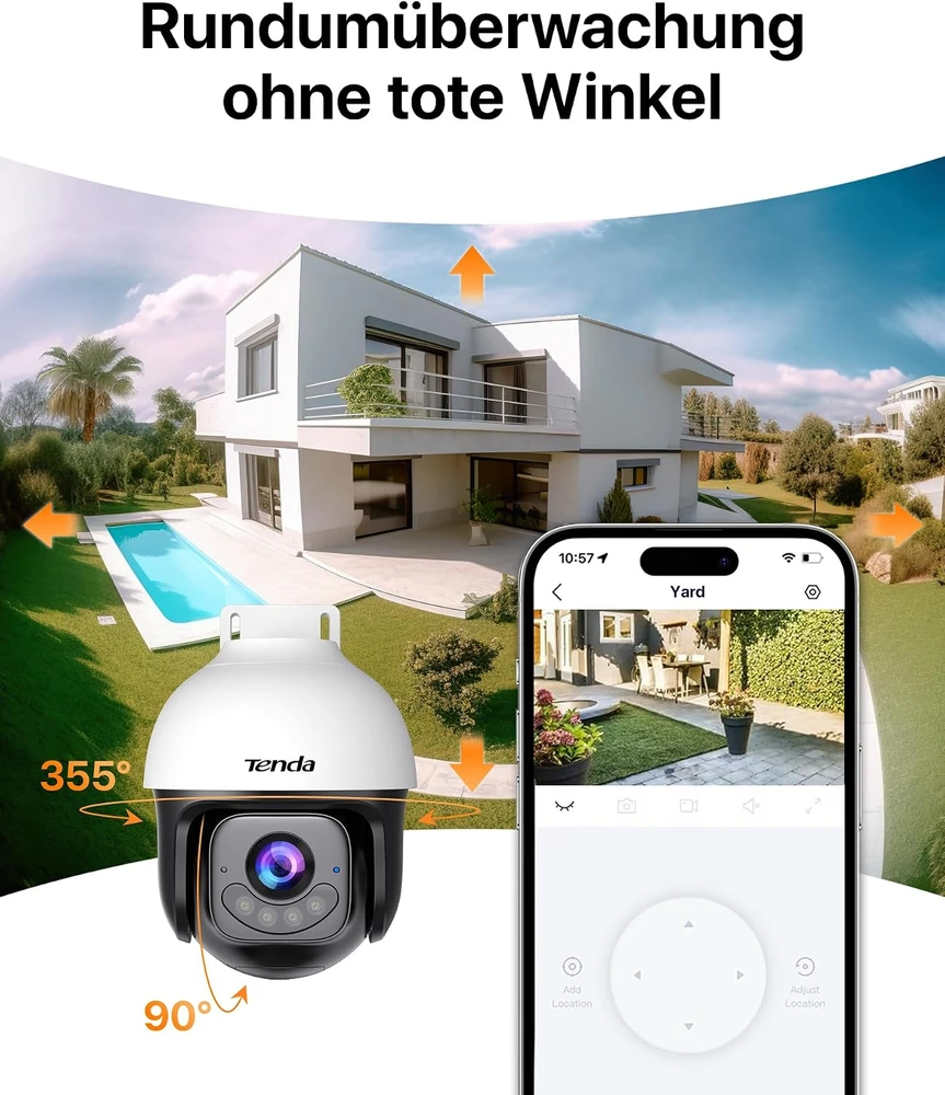 Tenda lauko IP kamera 5 MP 3K su Wi-Fi 6, PTZ ir naktiniu matymu 30 m CH7 V2.0
